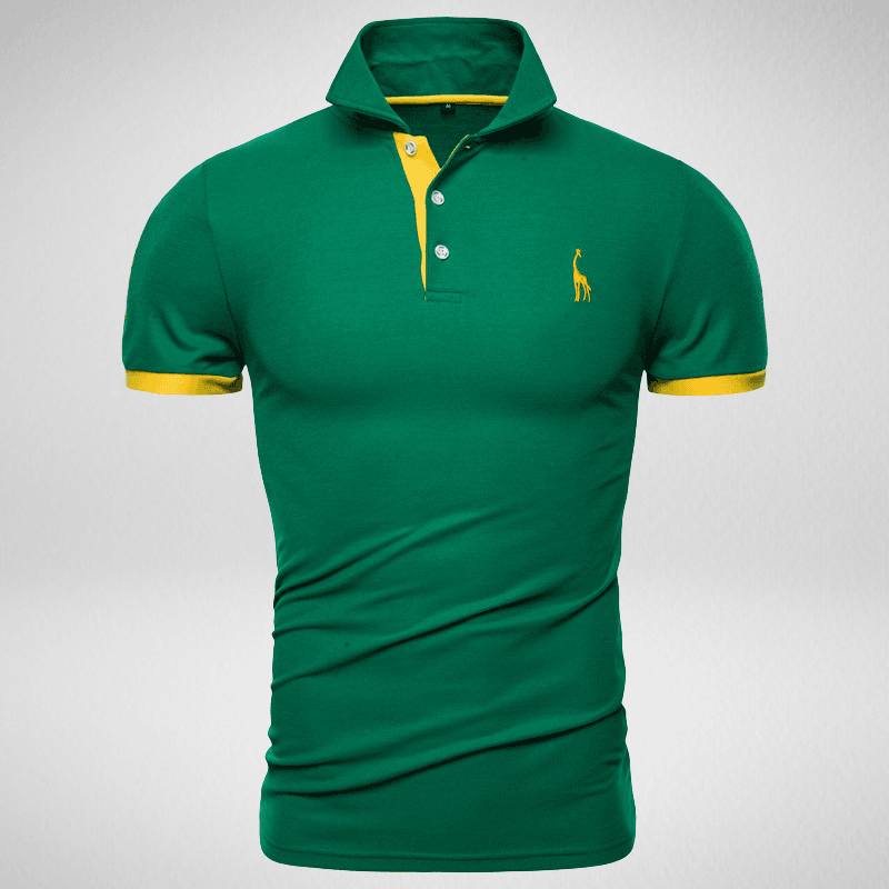 Kwality-Two-Tone Giraffe Logo Polo Shirt -Green