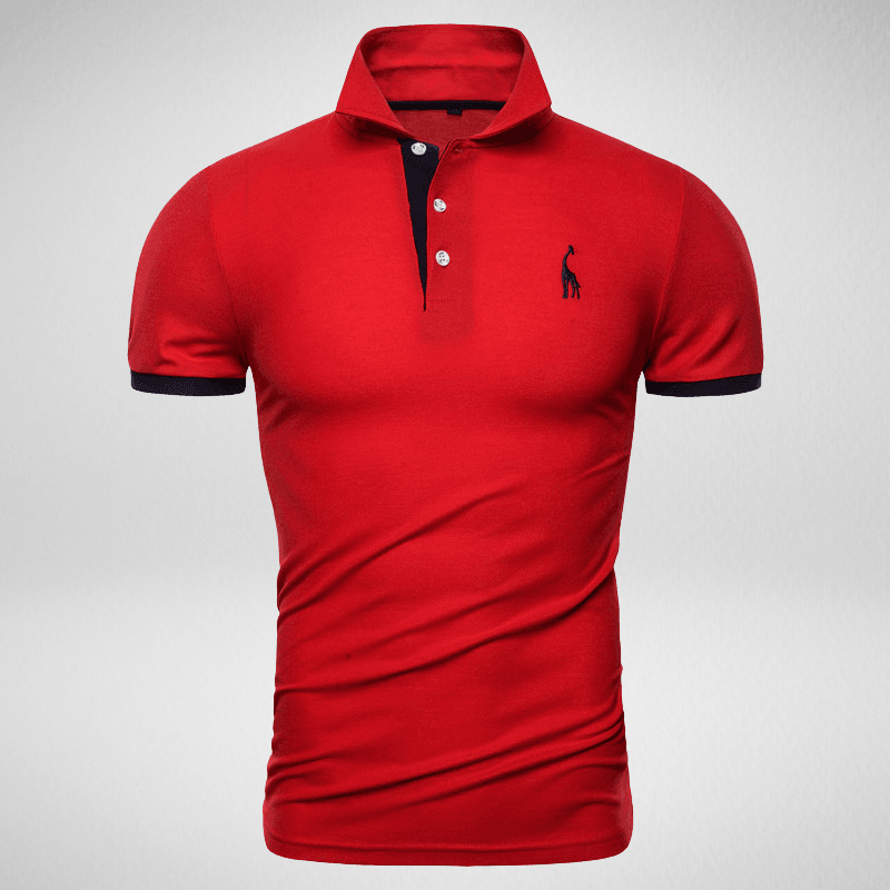 Kwality-Two-Tone Giraffe Logo Polo Shirt -Red