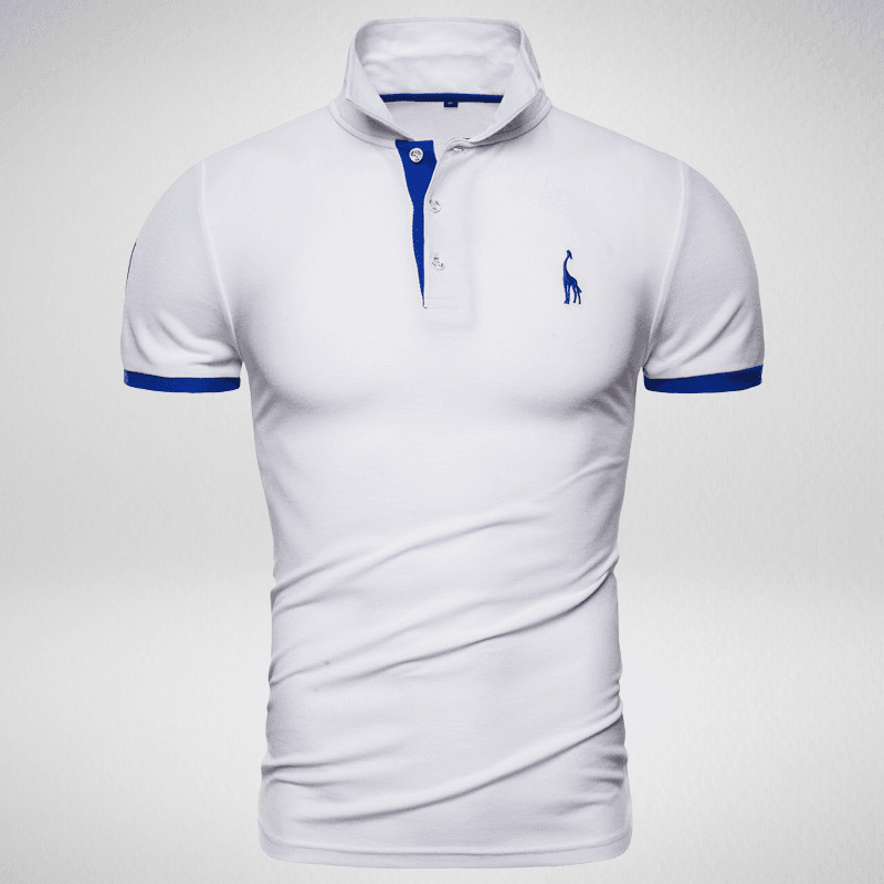 Kwality-Two-Tone Giraffe Logo Polo Shirt -White