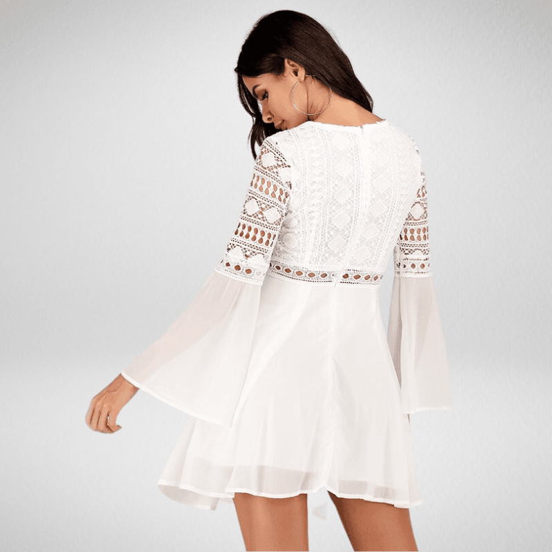 V-Neck Hollow Long Sleeve Mini