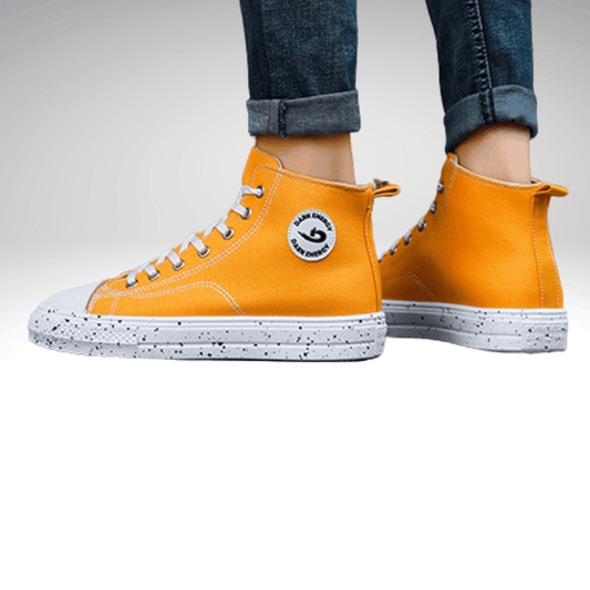 Kwality-Classic Fabric Lace-Up High Top Trainer -Yellow