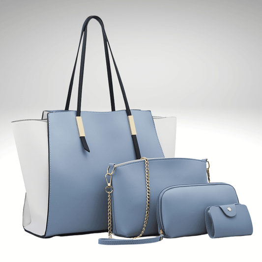 Kwality Four-Piece Purse to Shopping Bag Set Blue