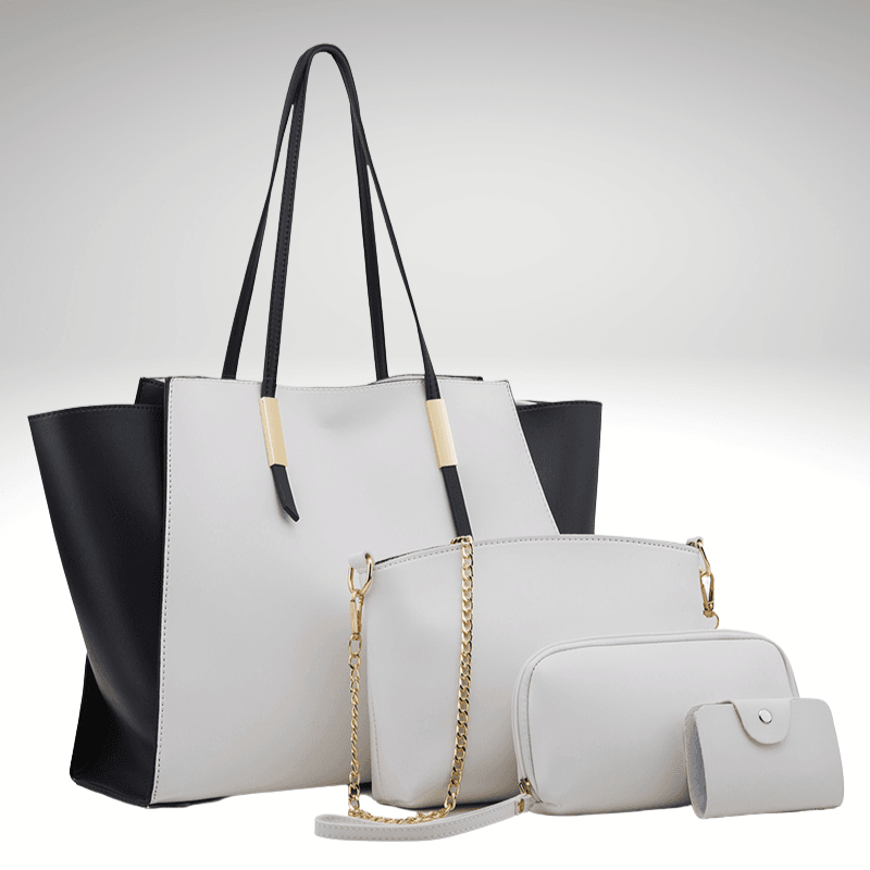 Kwality Four-Piece Purse to Shopping Bag Set White