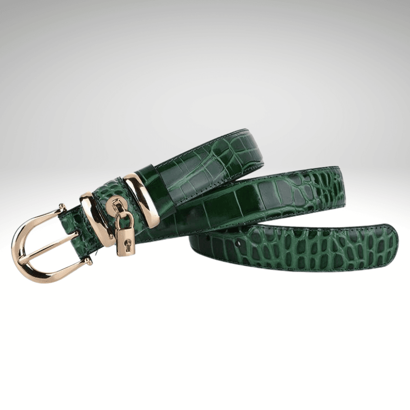 Kwality Gold Buckle with Decorative Padlock Belt Green