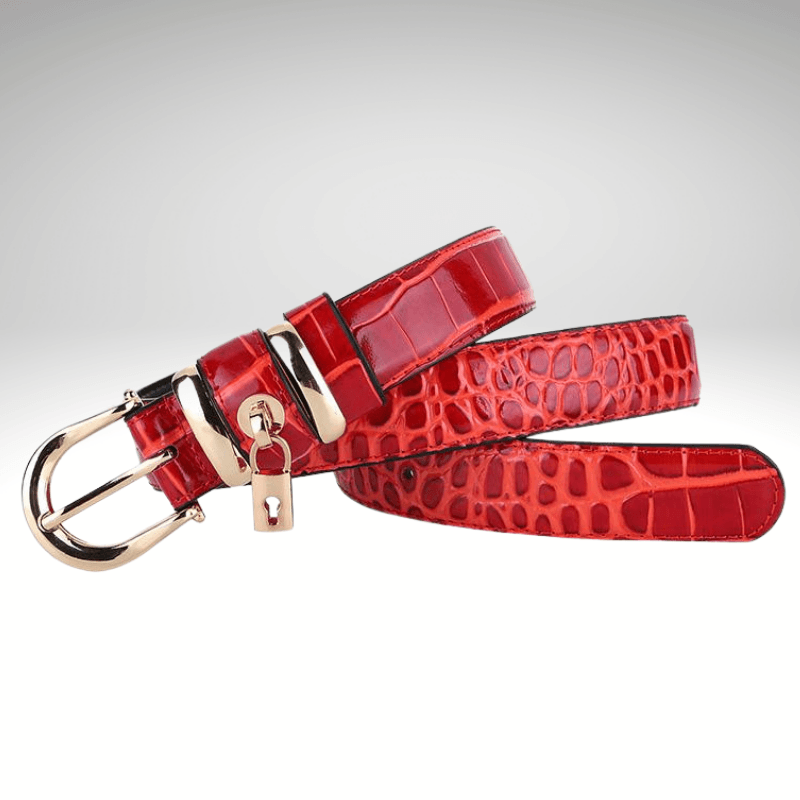 Kwality Gold Buckle with Decorative Padlock Belt Red