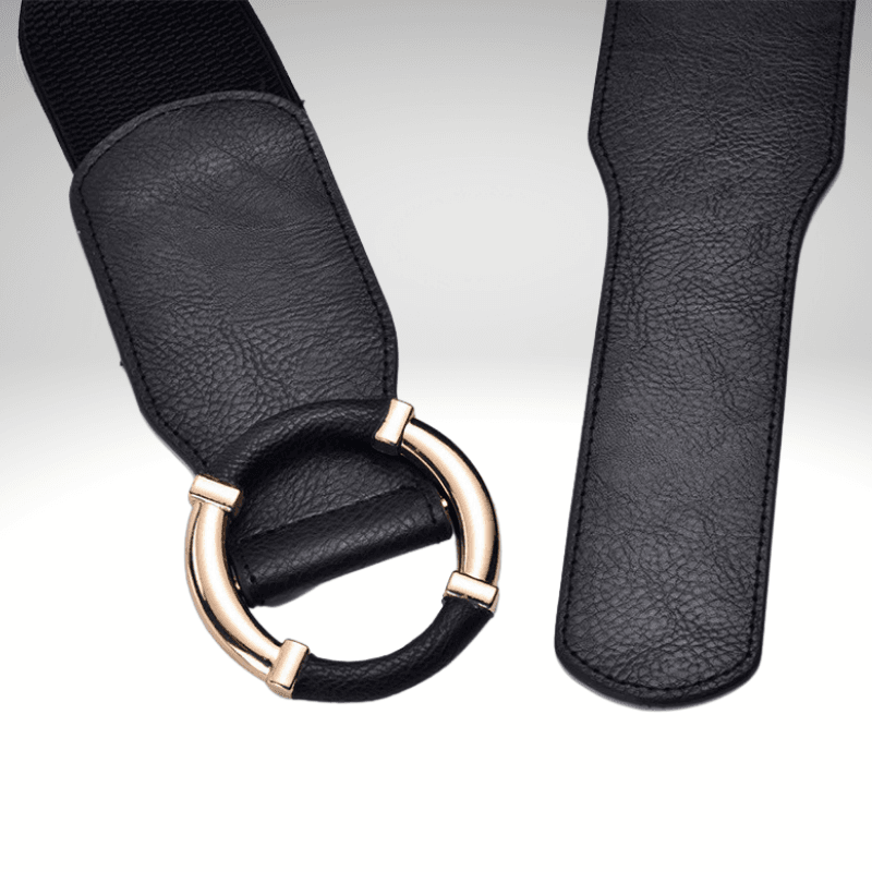 Gold Ring Buckle Elasticated Wide Dress Belt