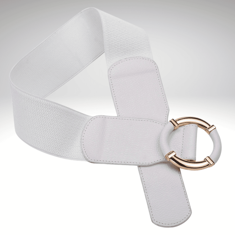 Gold Ring Buckle Elasticated Wide Dress Belt