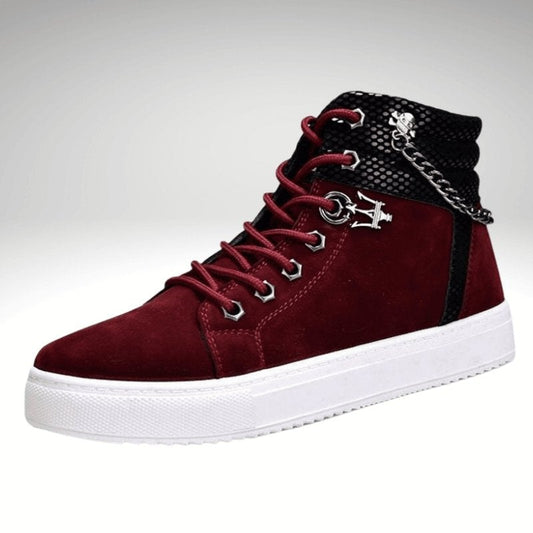 Kwality-Lace and Chain Casual Suede Boot -Wine Red