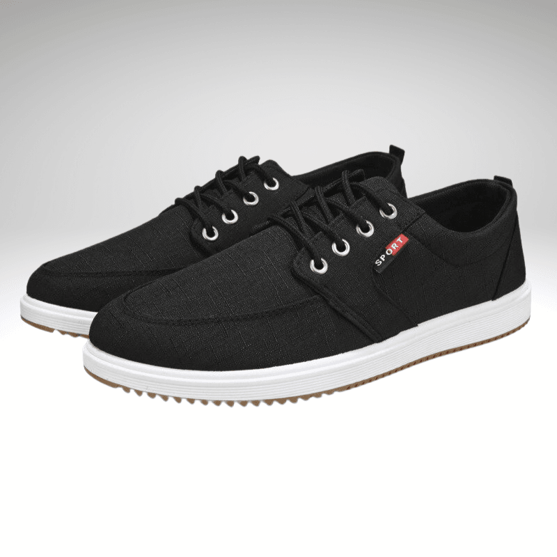 Kwality-Lace-Up Breathable Canvas Casual Shoe -Black