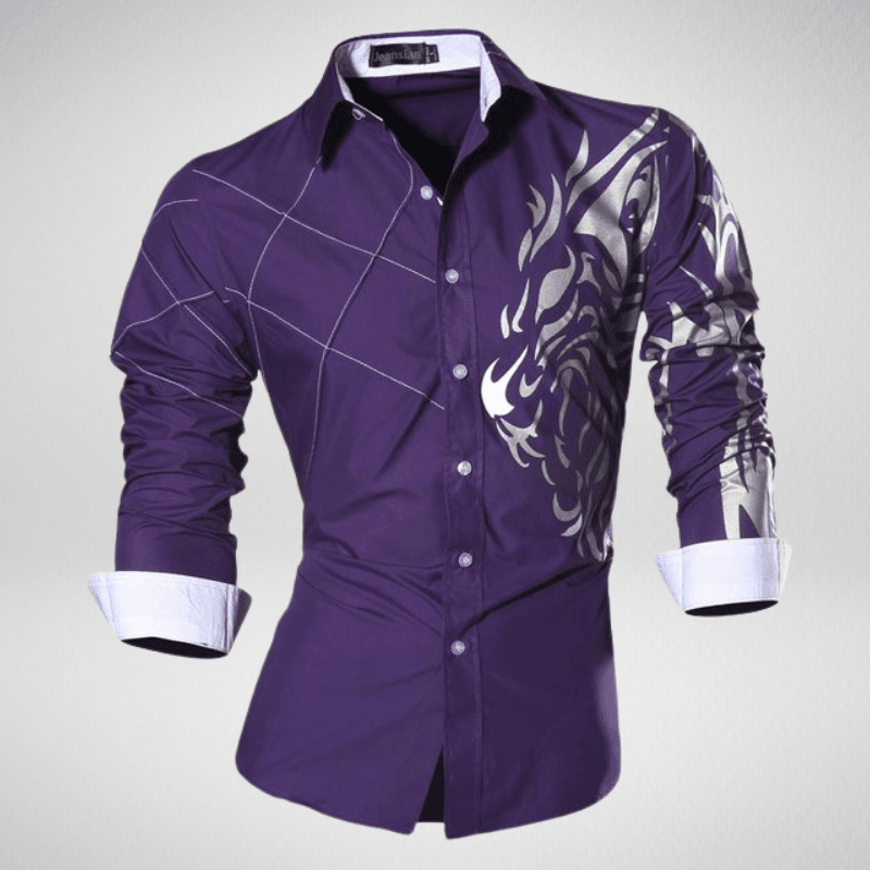 Kwality-Long Sleeve Shirt with Shoulder Lapels -Purple