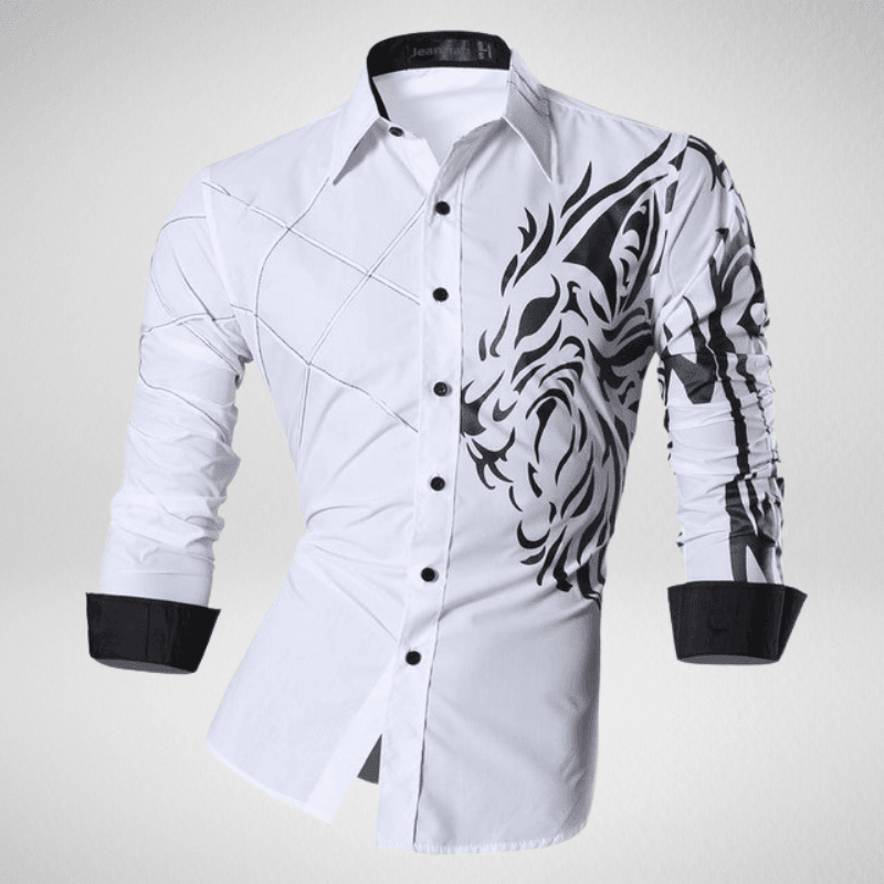 Kwality-Long Sleeve Shirt with Shoulder Lapels -White