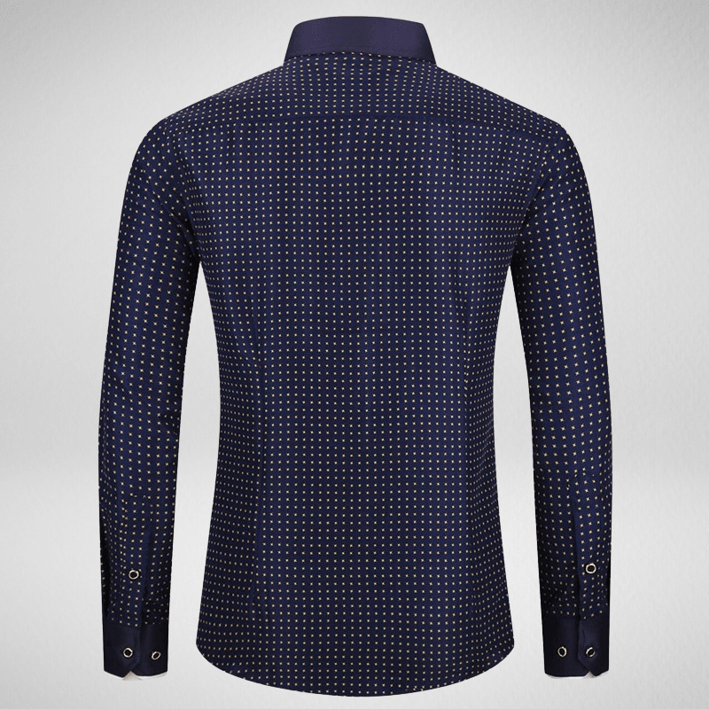 Long Sleeve Slim Fit Spotted Contrast Collar Shirt