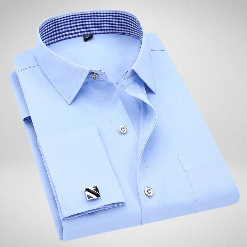 Kwality-Long Sleeve Solid Colour Formal Dress Shirt -Sky Blue