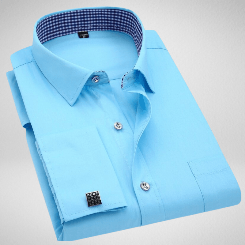 Kwality-Long Sleeve Solid Colour Formal Dress Shirt -Water Blue