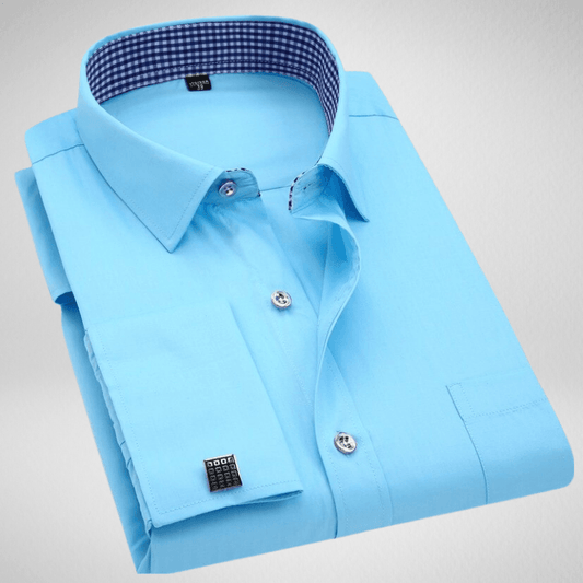 Kwality-Long Sleeve Solid Colour Formal Dress Shirt -Water Blue