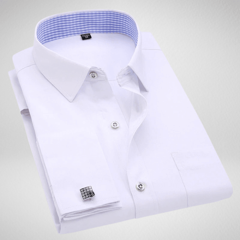 Kwality-Long Sleeve Solid Colour Formal Dress Shirt -White