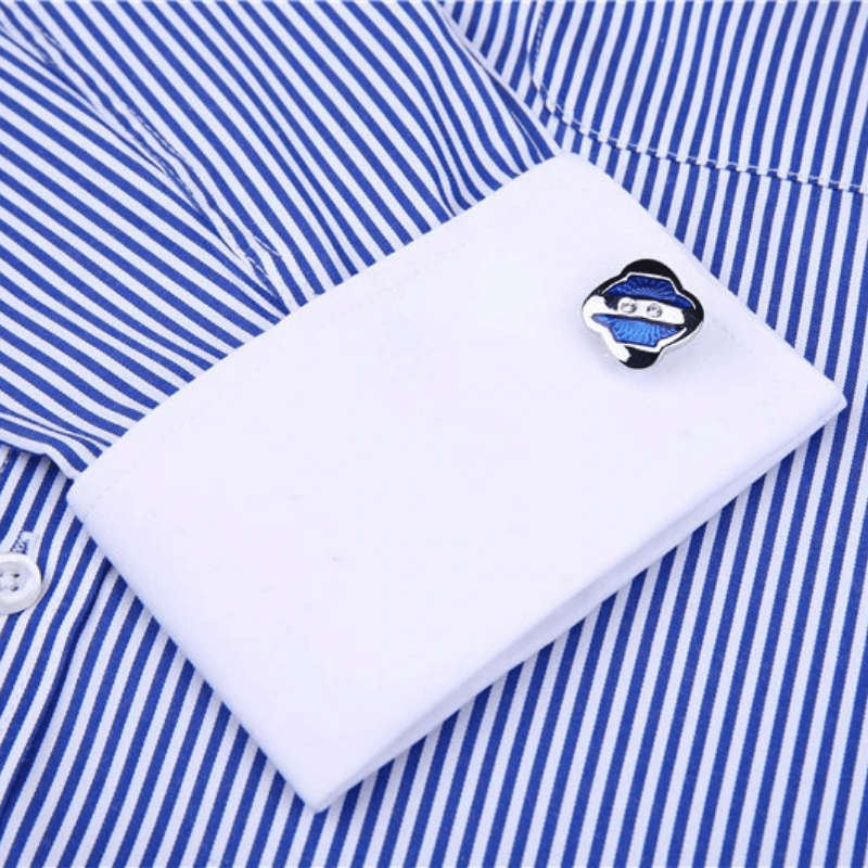 Long Sleeve Striped White Collar Formal Dress Shirt