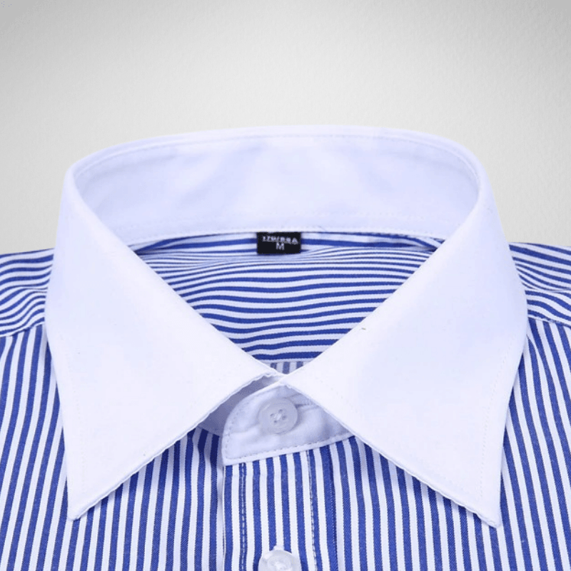 Long Sleeve Striped White Collar Formal Dress Shirt