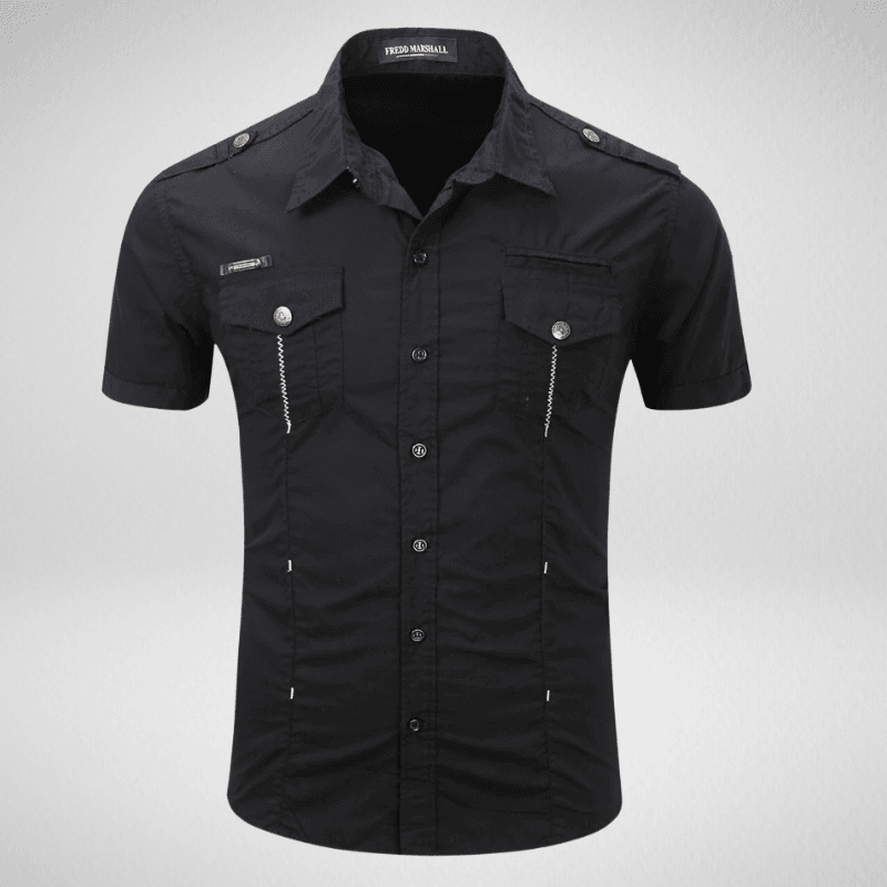 Kwality-Short Sleeve Slim Fit Shirt -Black