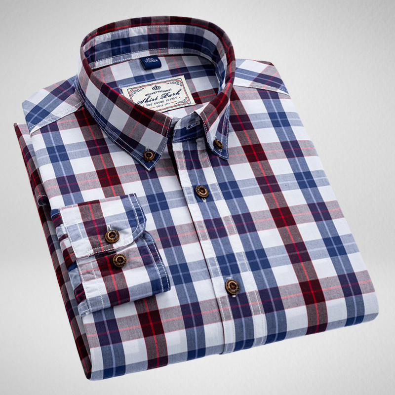 Kwality-Smart Long Sleeve Premium Plaid Shirt -White