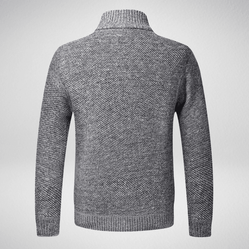 Solid Colour High Collar Zip-Up Wool Sweater