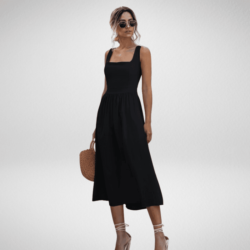 Kwality Square Neck A-Line 3/4 Length Summer Dress