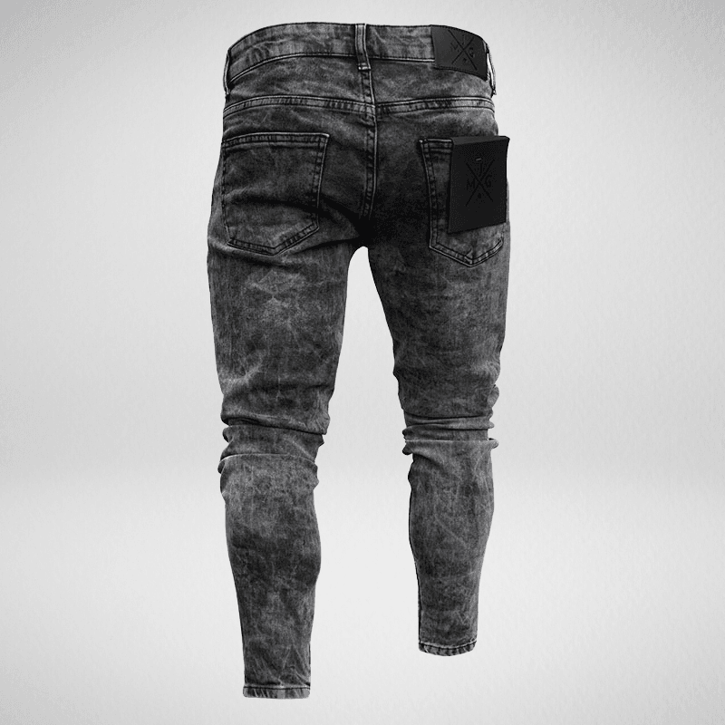 Stonewash Shredded Knee Stretchy Denim Jeans