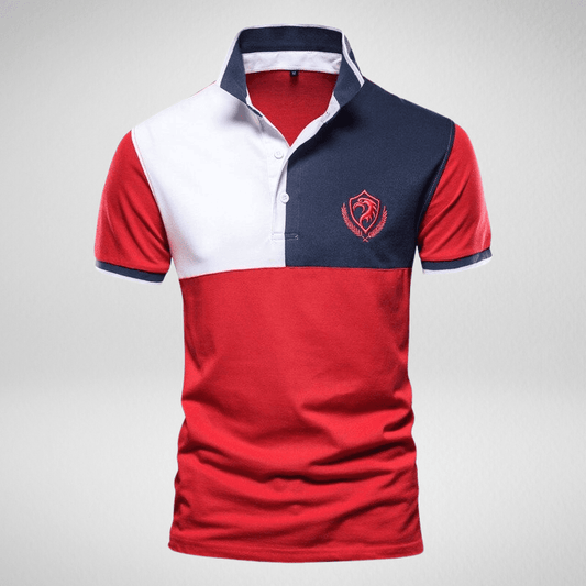 Tri-Colour Patchwork and Embroidery Eagle Polo Shirt