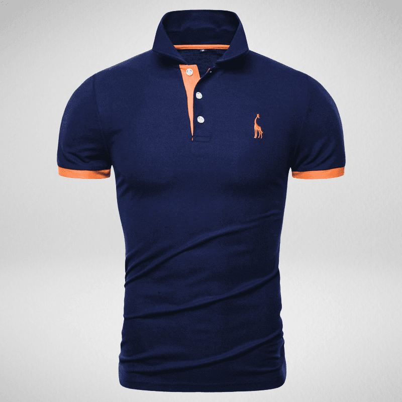 Kwality-Two-Tone Giraffe Logo Polo Shirt -Navy Orange