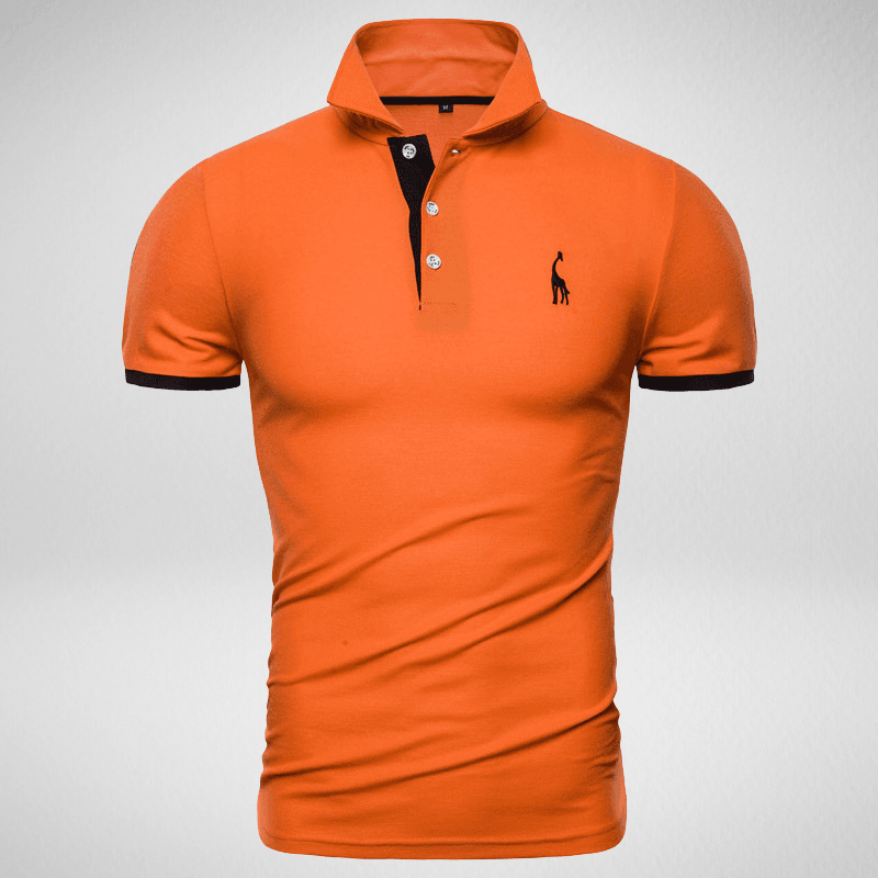 Kwality-Two-Tone Giraffe Logo Polo Shirt -Orange