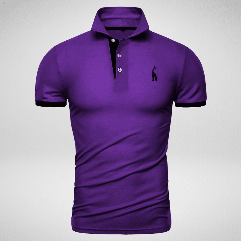 Kwality-Two-Tone Giraffe Logo Polo Shirt -Purple
