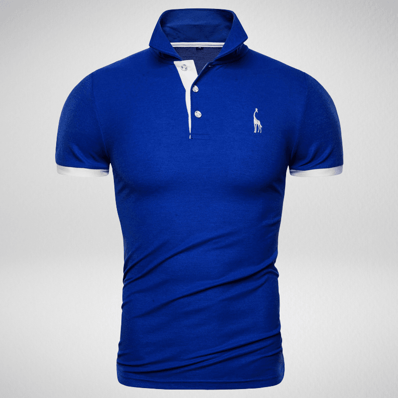 Kwality-Two-Tone Giraffe Logo Polo Shirt -Royal Blue