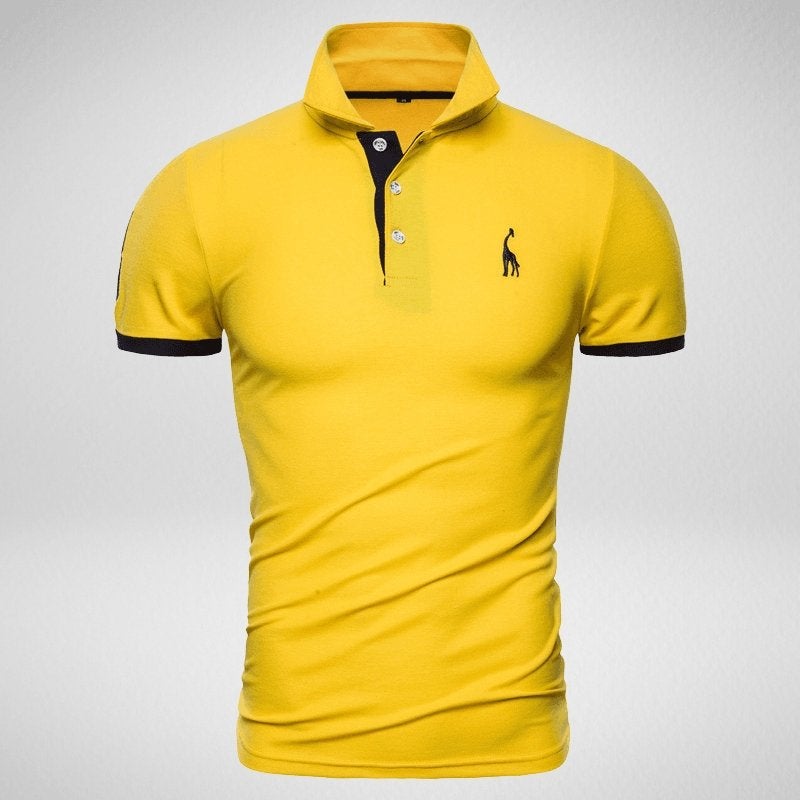 Kwality-Two-Tone Giraffe Logo Polo Shirt -Yellow