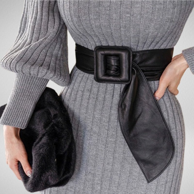 Vintage Puff Sleeve Roll Neck Slim Knitted Dress
