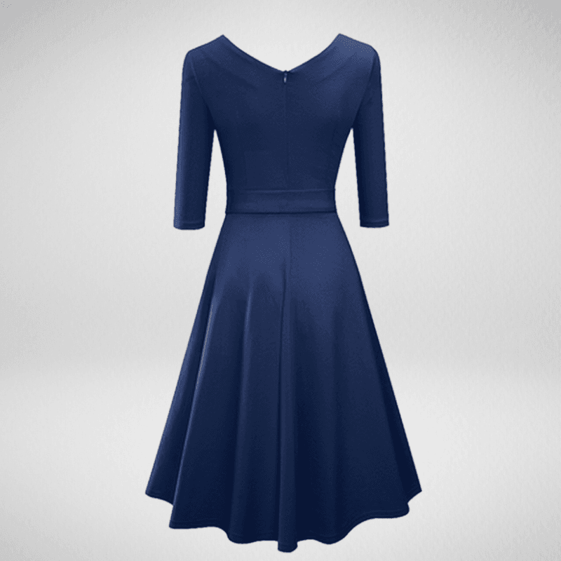 Vintage V-Neck Long Sleeve A-Line Wrap-Effect Dress